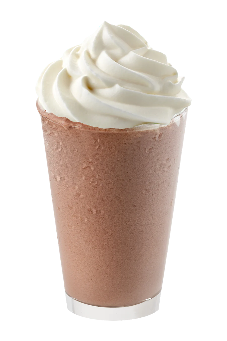 A delicious chocolate drink topped with fluffy whipped cream