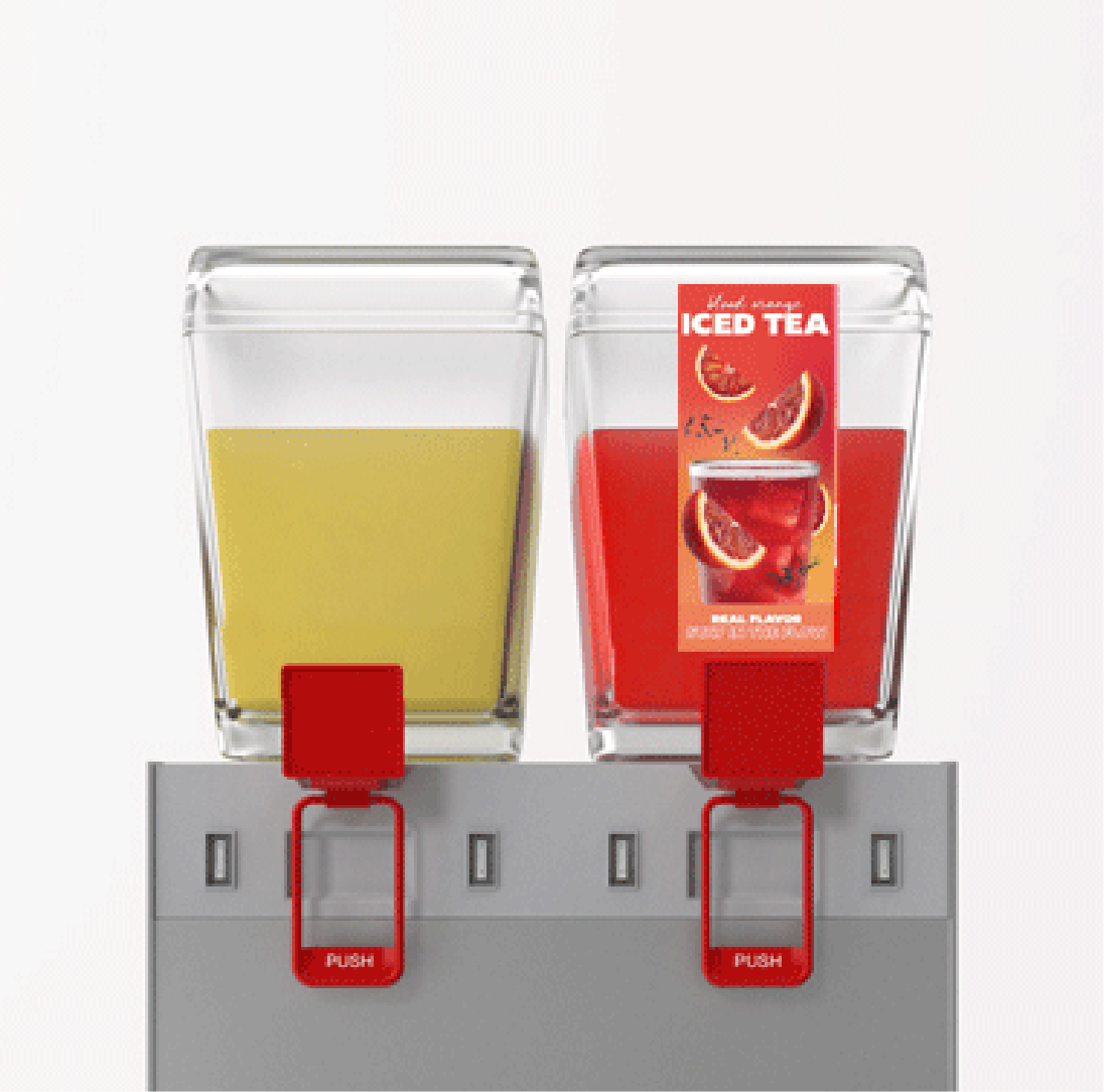 Two juice dispensers filled with refreshing juice