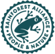 the rainforest alliance logo featuring a frog