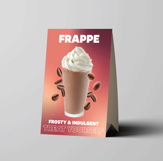 A card featuring a picture of a cup of coffee